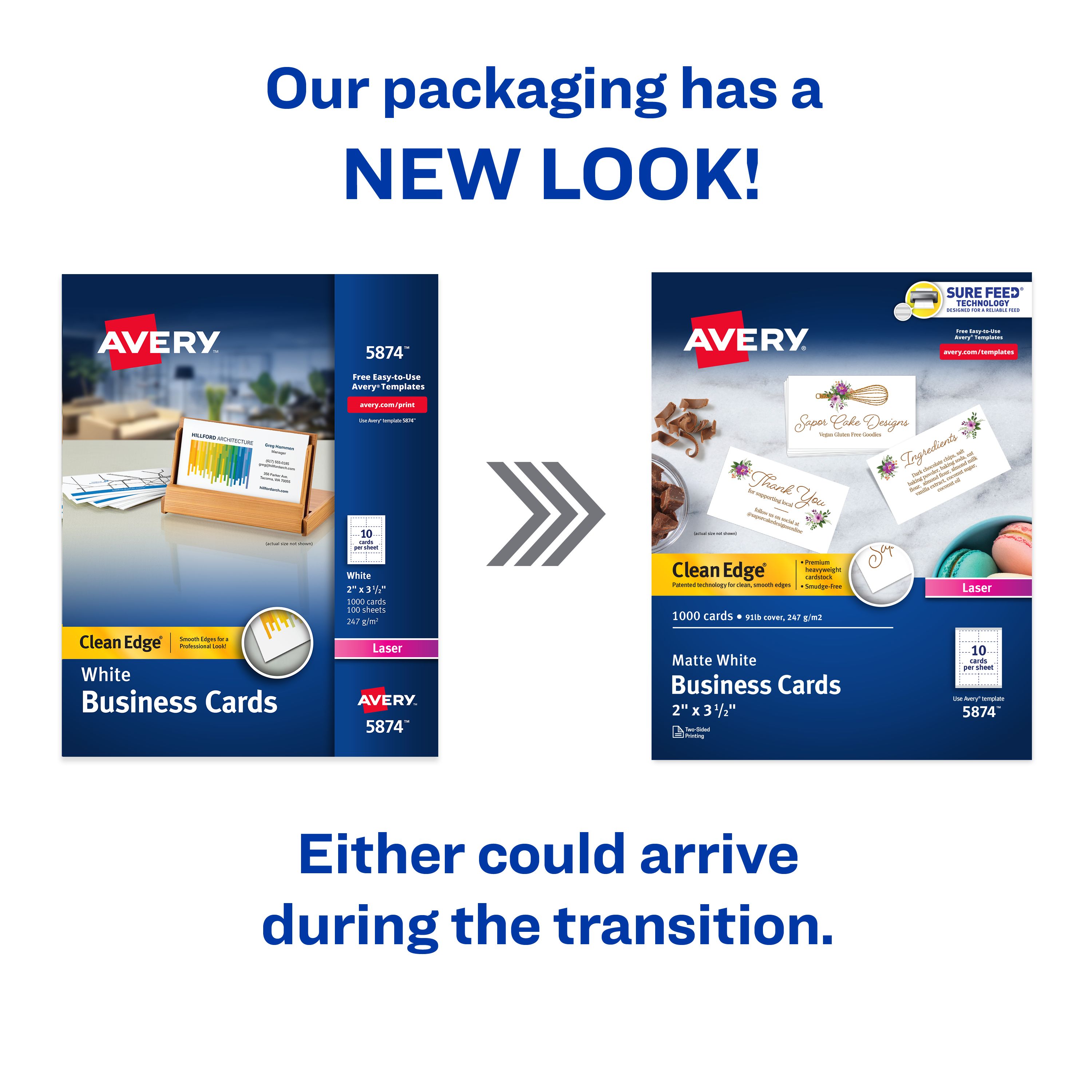 Clean Edge® Printable Business Cards, White 5874 | Avery